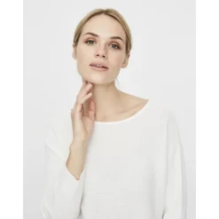 Pull manches 3/4 Nora col bateau snow white Femme VERO MODA