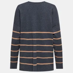 Pull manches longues cols v rayé long onlmallie Femme ONLY