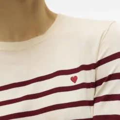 Pull marinière dory avec coeur brodé rouge col rond Femme VERO MODA
