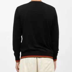 Pull noir avec liserés orange et rouge Homme ELLESSE