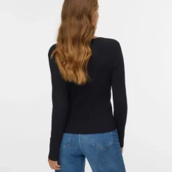 Pull noir cotelé willow à boutons Femme VERO MODA