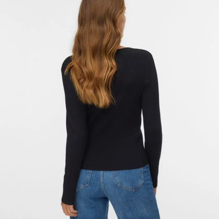 Pull noir cotelé willow à boutons Femme VERO MODA