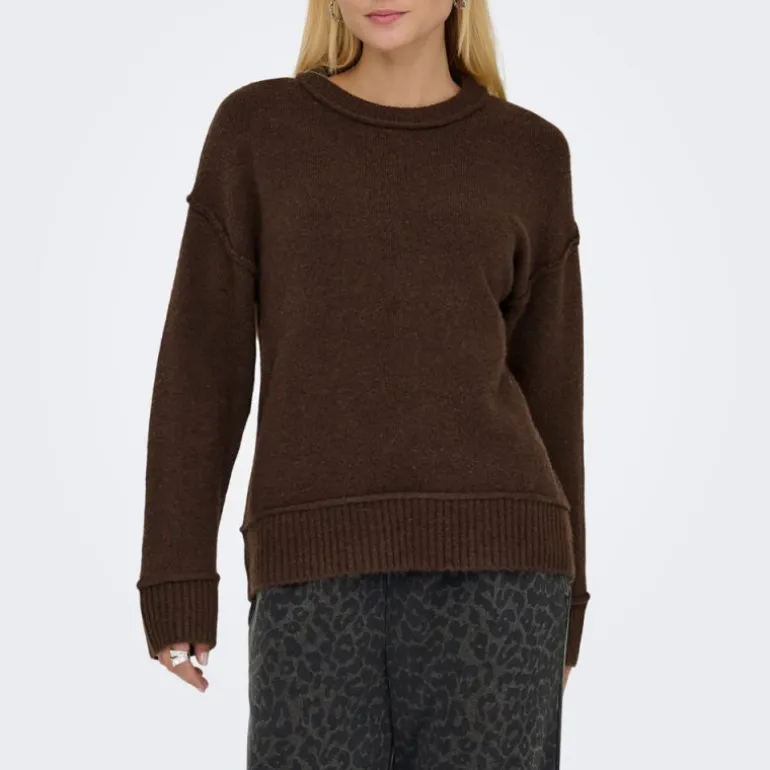 Pull épuré maille hazel col rond Femme ONLY