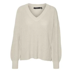 Pull zia vert gris col V manches longues Femme VERO MODA