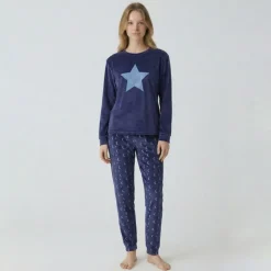 Pyjama long velours mot 23172 Femme BILL TORNADE