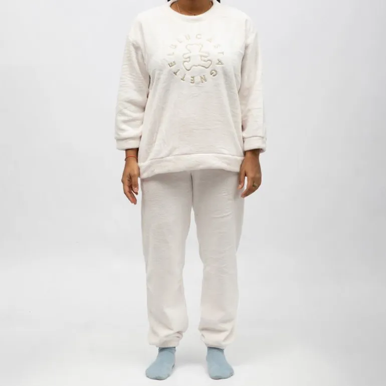 Pyjama polaire doux col rond pantalon regular Femme LULU CASTAGNETTE