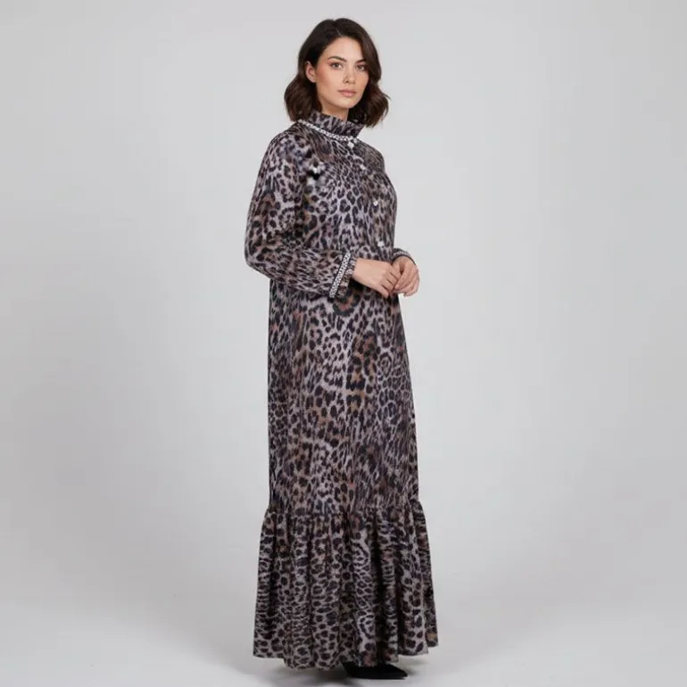 Robe boutons bijoux imprimé léopard Viva Femme HOLLY AND JOEY