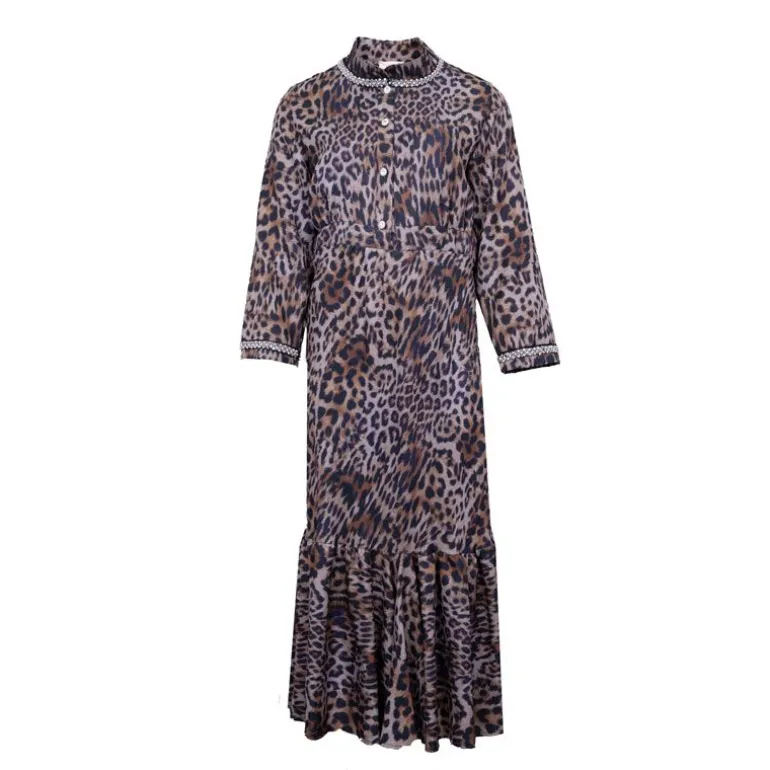 Robe boutons bijoux imprimé léopard Viva Femme HOLLY AND JOEY