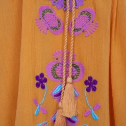 Robe caftan manches 3/4 magoo broderie fleurie Femme ANTIK BATIK