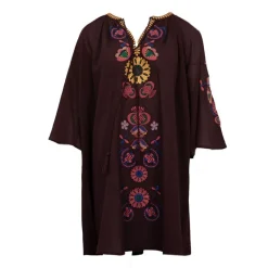 Robe caftan manches 3/4 magoo broderie fleurie Femme ANTIK BATIK