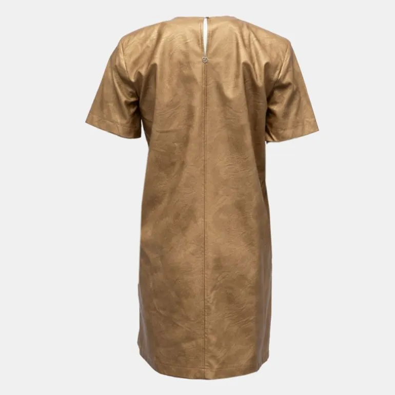 Robe cammello doré manches courtes Femme PLEASE