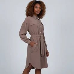 Robe chemise à clips avec ceinture nocciola Femme IMPERIAL