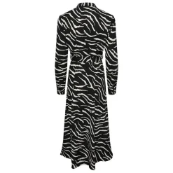 Robe chemise longues imprimé animalier blanc et noir Femme PIECES