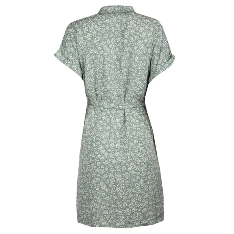Robe chemise verte ceinturée à petites fleurs Femme VERO MODA