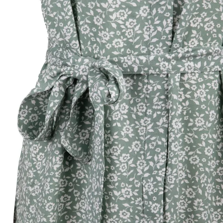 Robe chemise verte ceinturée à petites fleurs Femme VERO MODA