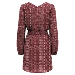 Robe cintrée col V ceinture à nouer imprimée fantaisie Femme ONLY