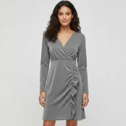 Robe col V à volant irisée Femme ONLY