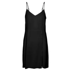 Robe courte à bretelles ajustables col v noir avec fente Femme VERO MODA