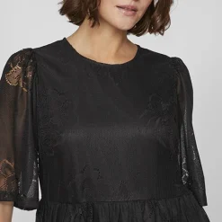 Robe courte dentelle kayle manches 3/4 black Femme VILA