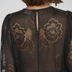 Robe courte dentelle kayle manches 3/4 black Femme VILA