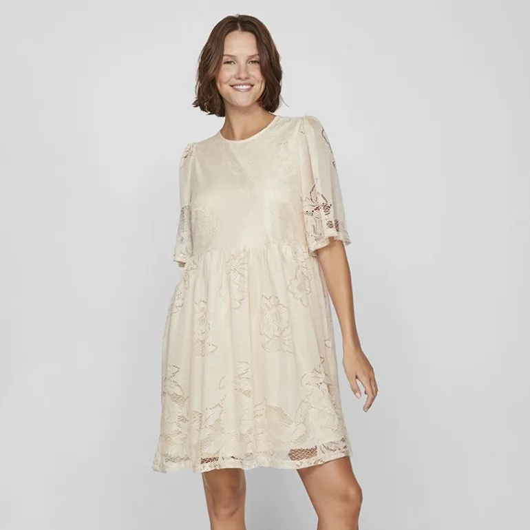 Robe courte dentelle kayle manches 3/4 black Femme VILA