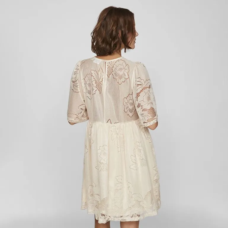 Robe courte dentelle kayle manches 3/4 black Femme VILA