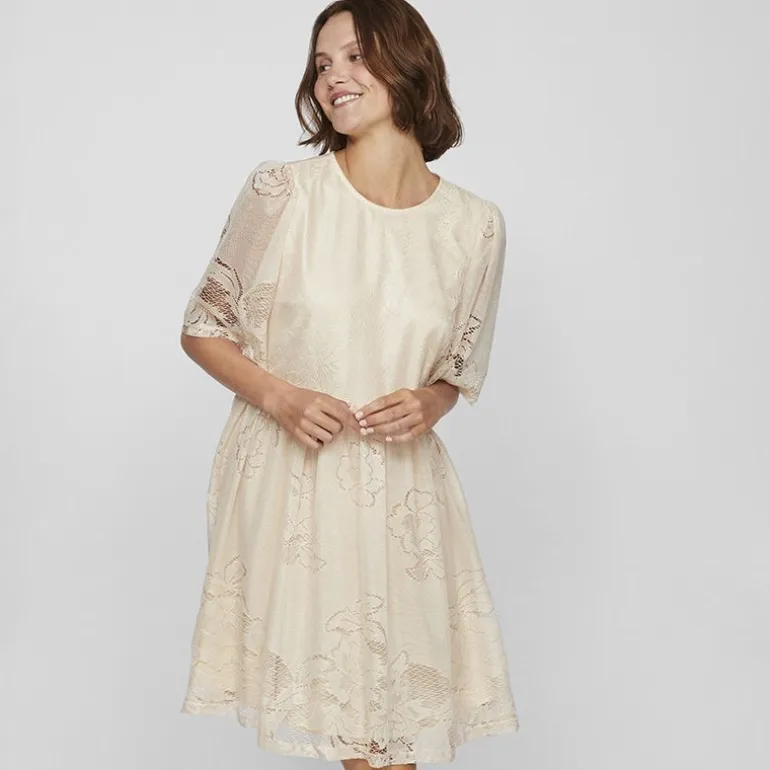 Robe courte dentelle kayle manches 3/4 black Femme VILA