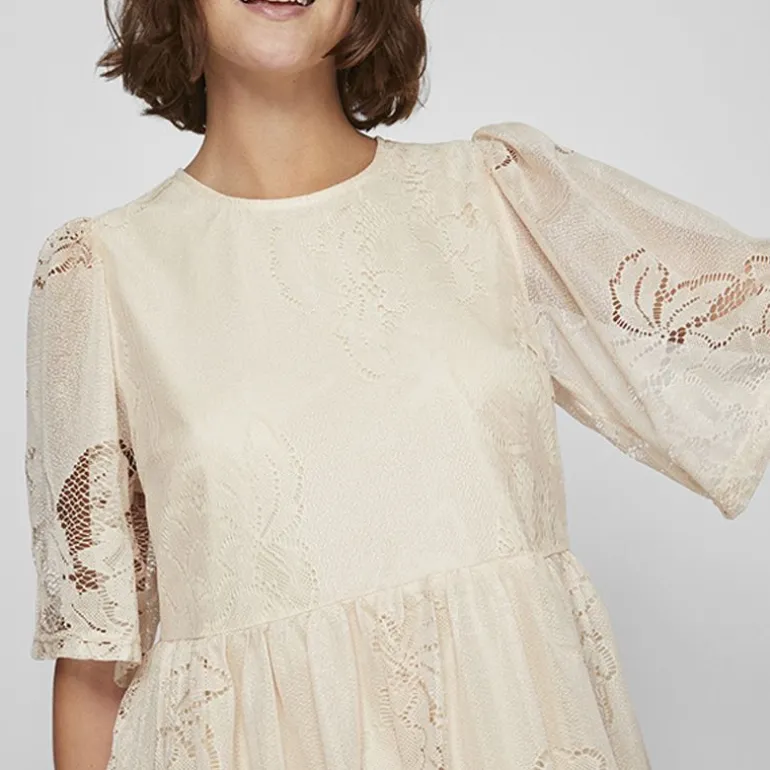 Robe courte dentelle kayle manches 3/4 black Femme VILA