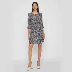 Robe courte manches 3/4 imprimée floral Femme VILA