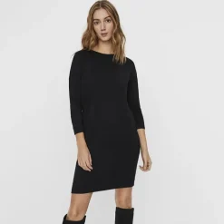 Robe courte noire droite zip au dos Femme VERO MODA