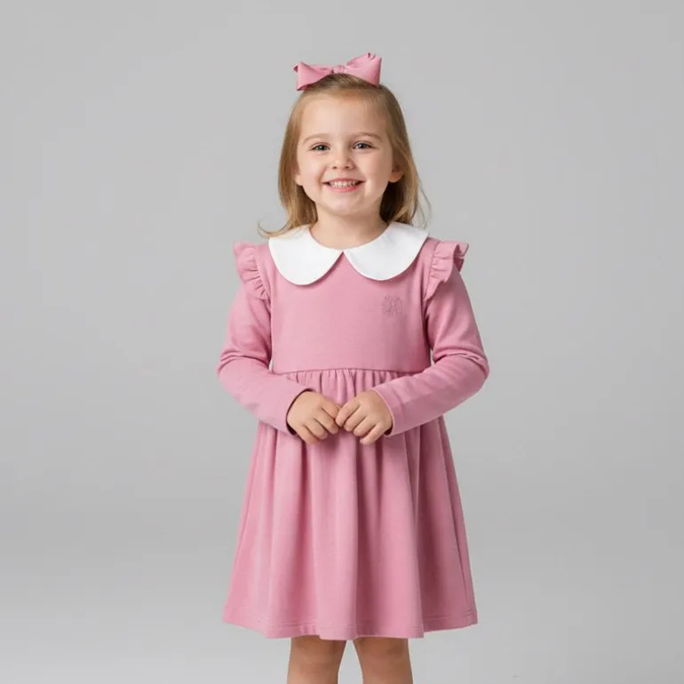 Robe courte plissée col claudine blanc fille épaules à volants Enfant CXL BY CHRISTIAN LACROIX