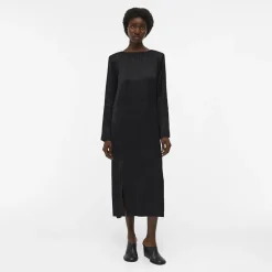 Robe de soirée maxi noire manches longues avec fente Femme OBJECT