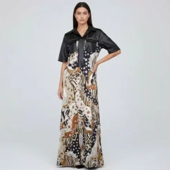 Robe Didi longue bi matière imprimé à motifs Femme HOLLY AND JOEY