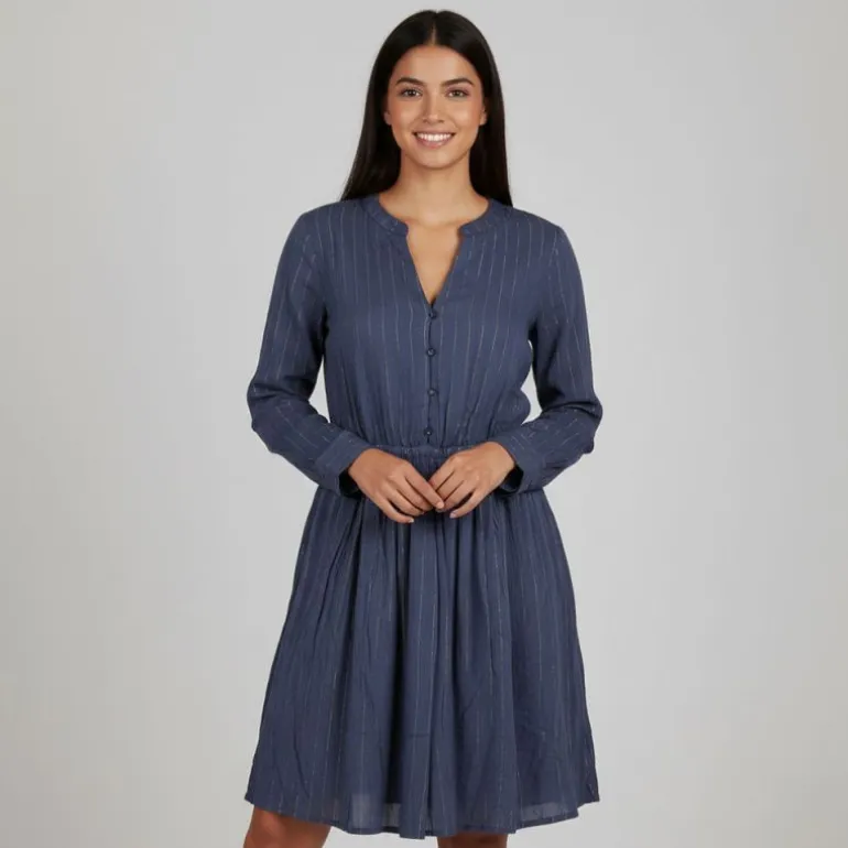 Robe juana manches longues ajustée avec liseré doré Femme LA PETITE ETOILE