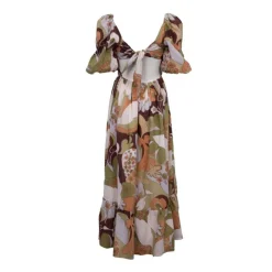 Robe kaki col carré bahia coton Femme ANTIK BATIK