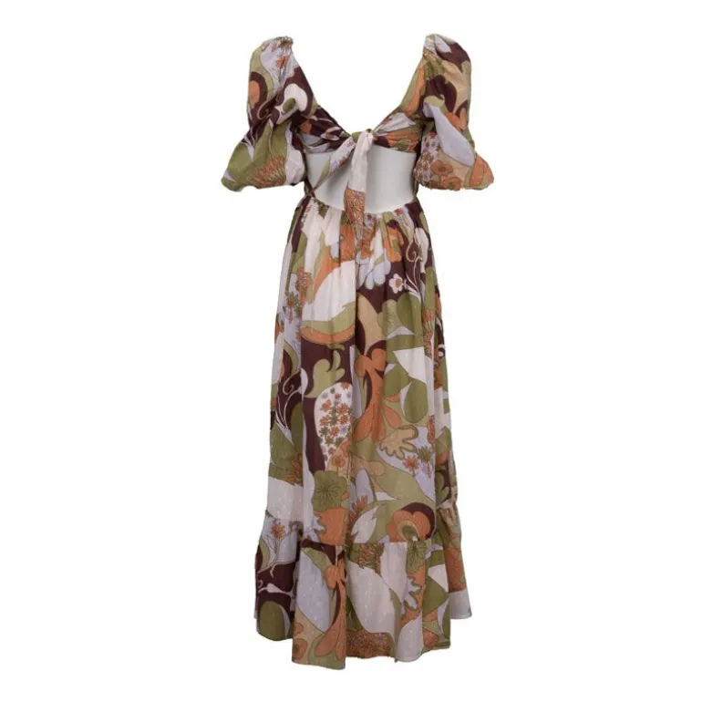 Robe kaki col carré bahia coton Femme ANTIK BATIK