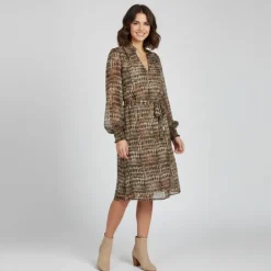 Robe légère imprimée marron Femme VILA