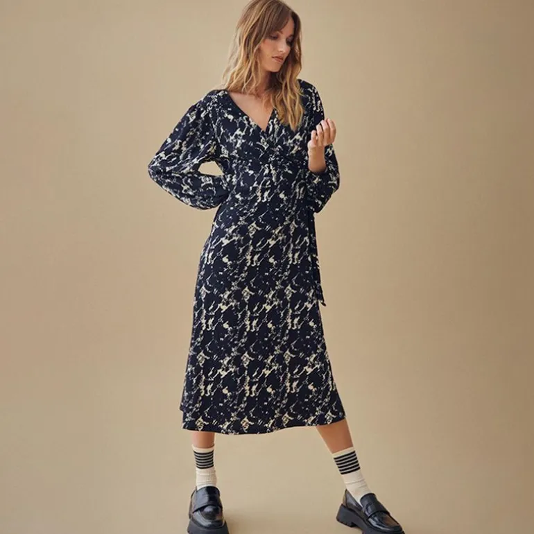 Robe longue cache coeur bleu imprimée Femme VILA