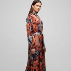 Robe longue chemise à motif avec ceinture Femme IMPERIAL