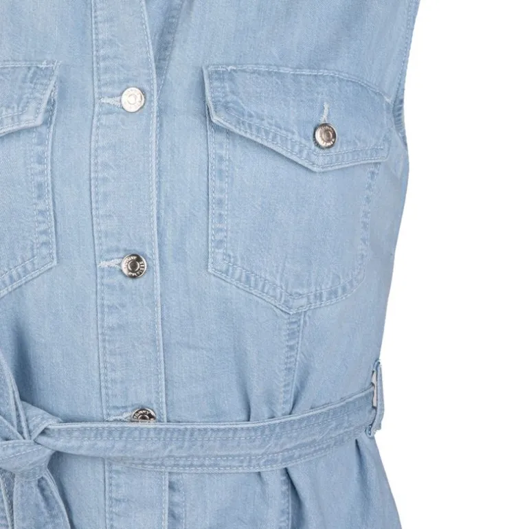 Robe longue en jean sans manches avec ceinture 100% coton Femme TOMMY HILFIGER