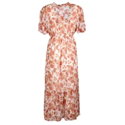 Robe longue fluide imprimée fleurs orange Femme DEELUXE 74