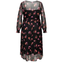 Robe longue noire à fleurs mi transparent Femme ONLY CARMAKOMA