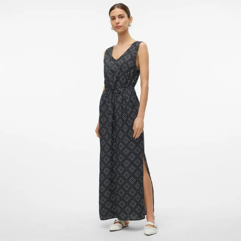 Robe longue sans manches avec fente latérale ajustée à la taille Femme VERO MODA