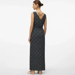 Robe longue sans manches avec fente latérale ajustée à la taille Femme VERO MODA