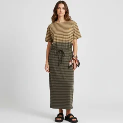 Robe longue t-shirt coton alicia à rayures Femme JOSEPH 'IN