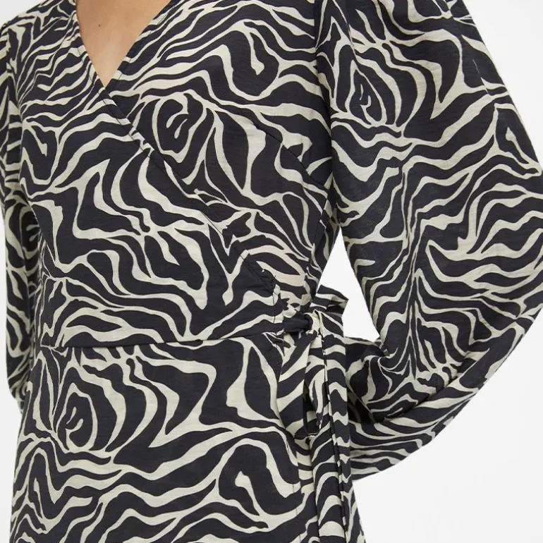 Robe manches ballons col V à motif Femme OBJECT