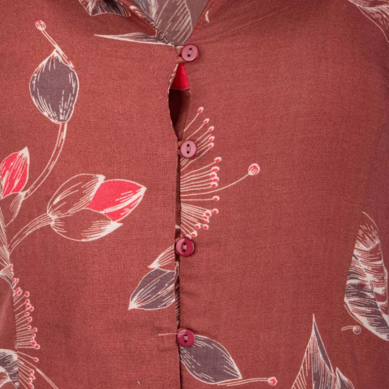 Robe manches courtes col v à fleurs marron Femme BEST MOUNTAIN