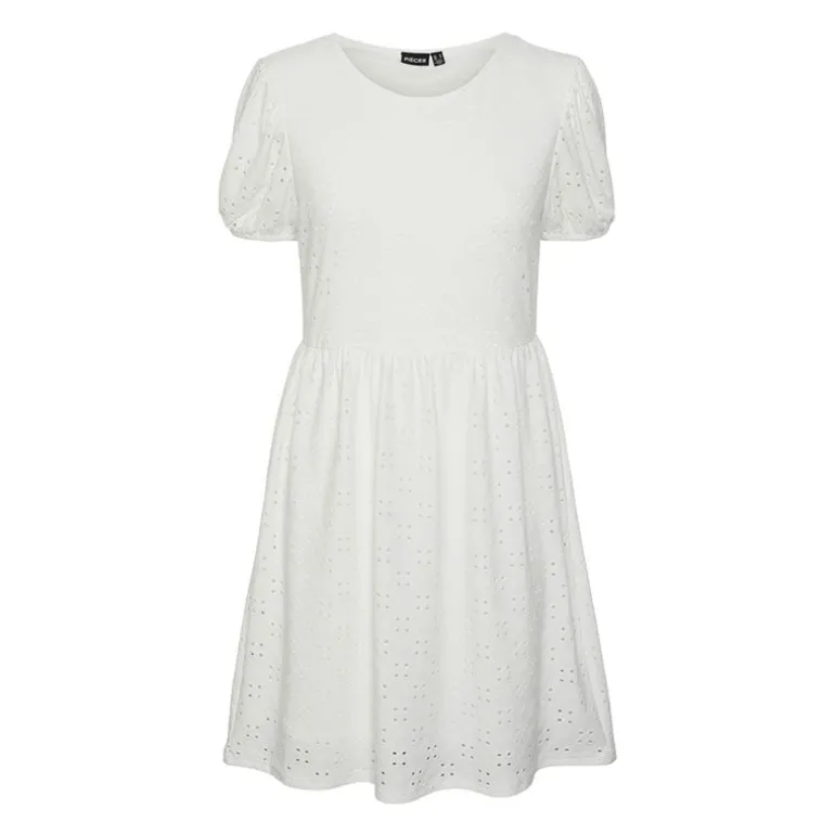 Robe manches courtes en broderie anglaise Femme PIECES