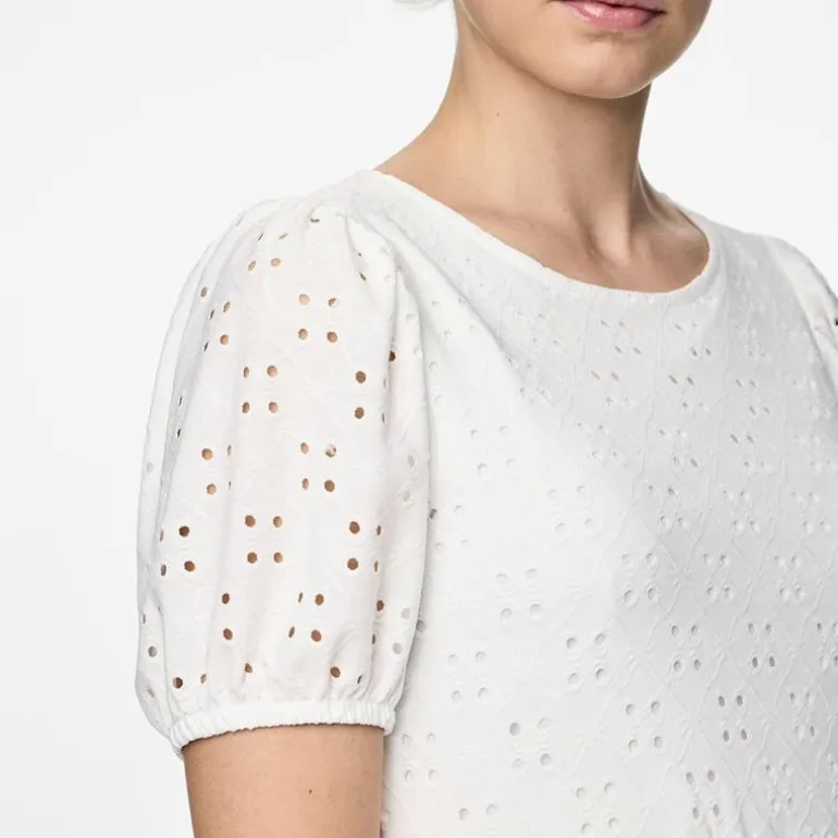 Robe manches courtes en broderie anglaise Femme PIECES