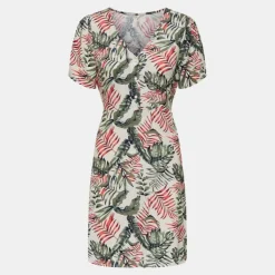 Robe manches courtes selina col v imprimé plantes Femme ONLY